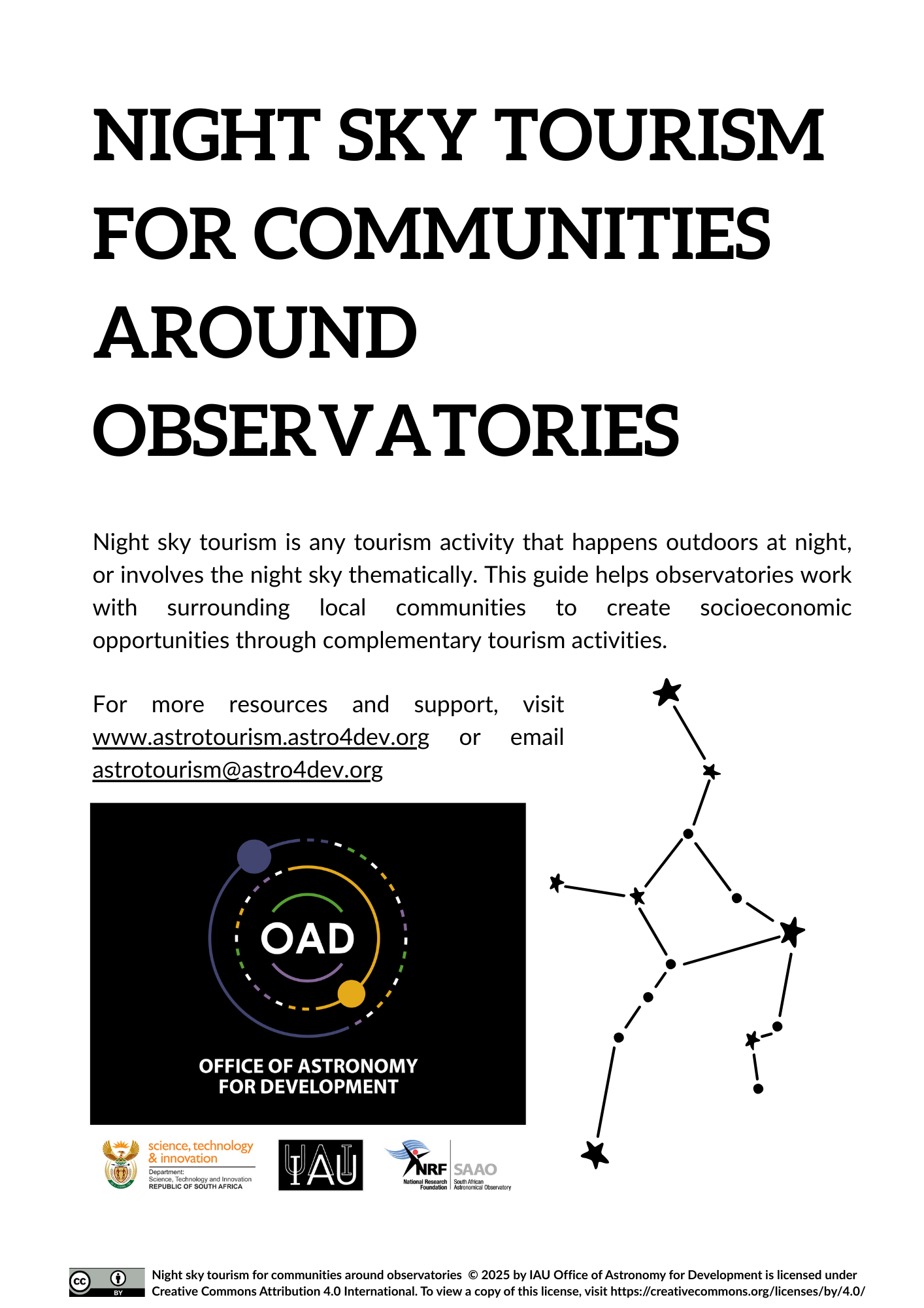 An image of the cover page of the IAU OAD astrotourism resources.