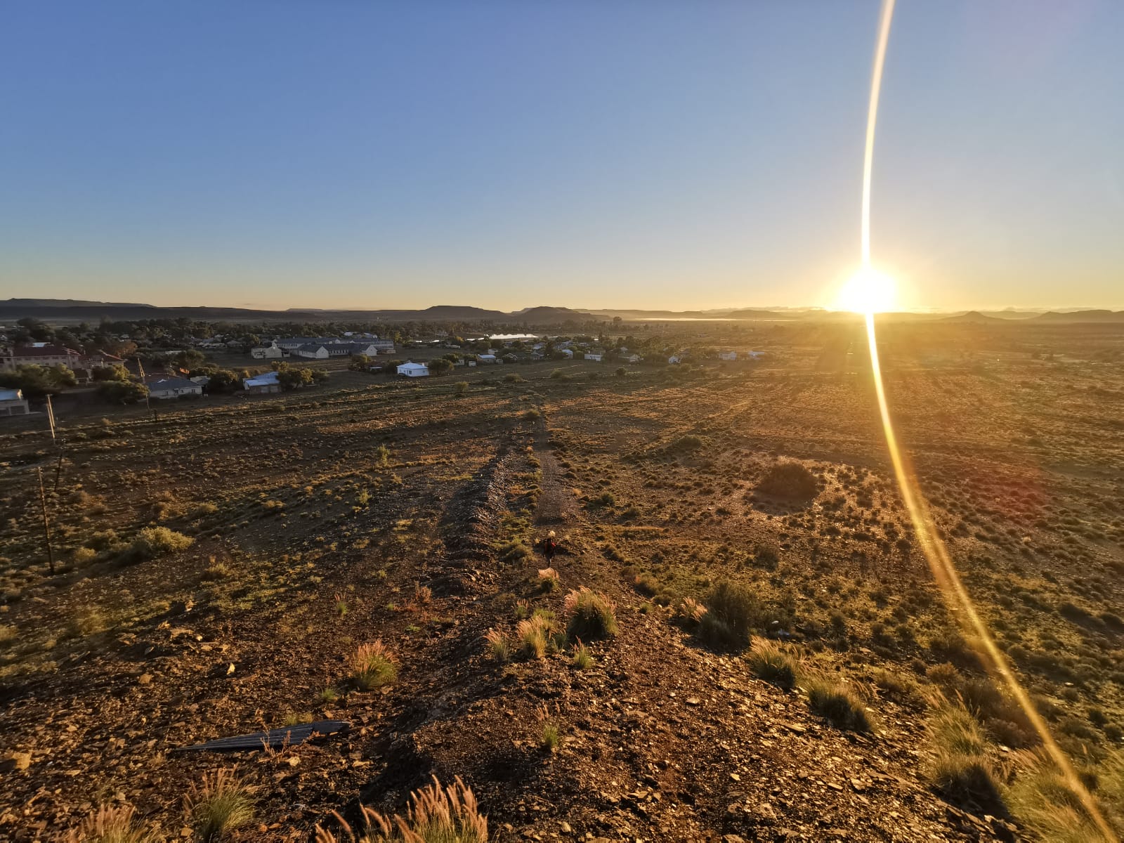 An image of the sunrise over a the remote town of Carnarvon, Northern Cape, South Africa. Home of the SKA-Mid Telescopes