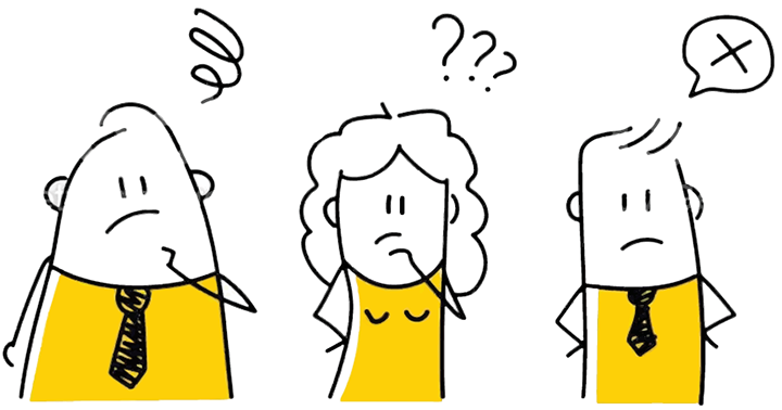 Three people thinking about something.