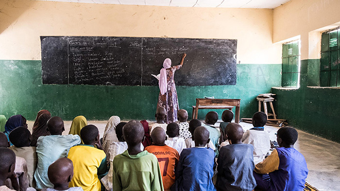 A classroom scene in Africa.