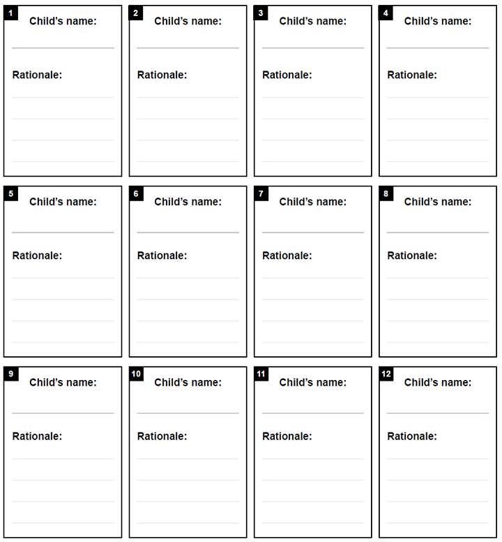 Blank seating plan layout.