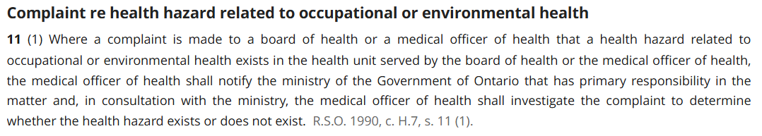 Screenshot of section 11(1) of the HPPA