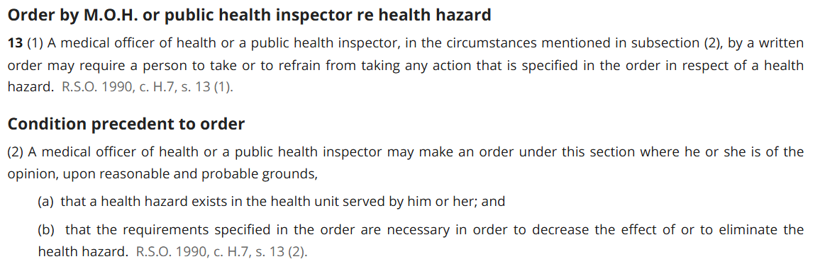 Screenshot of section 13 of the HPPA