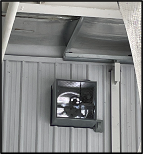 Exhaust fan in an ice arena