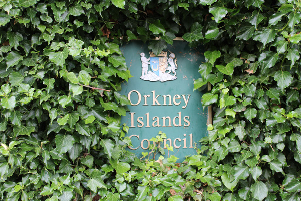 A photo of a plaque outside Orkney Islands Council’s building.