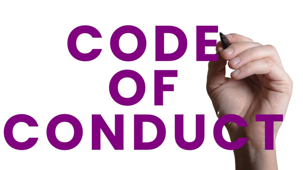 A graphic of the words ‘code of conduct’.